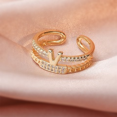 Fashion Copper Letter Pattern Rings Daily Zircon Copper Rings