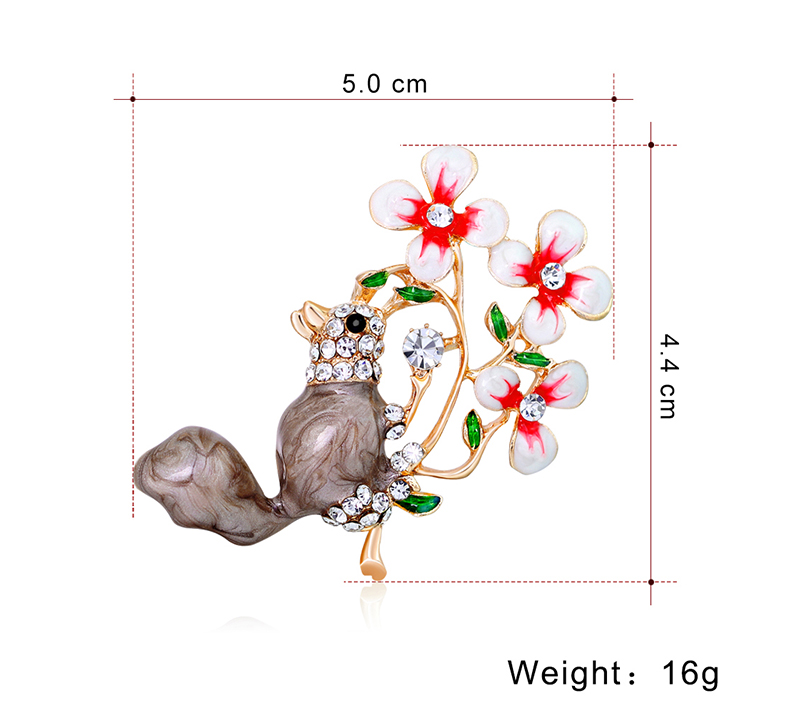 Fashion Simple Squirrel Flower Dripping Oil Enamel Alloy Brooch Clothing Pinpicture1