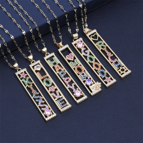 Nuevo collar de circonio con incrustaciones de cobre con colgante con patrón de letras's discount tags