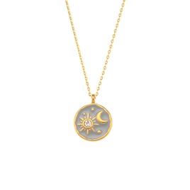 Retro Style Stainless Steel Pendant 18K Gold Drop Oil Sun Moon Starry Sky Pendant Necklacepicture16