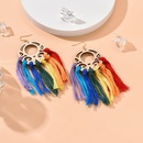 New Ethnic Style Handmade Colorful Fabric Tassel Geometric Earringspicture6