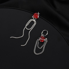 Tassel Asymmetric Red Heart shaped Zircon Personalized Earrings