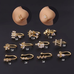 New Micro Inlaid Zircon Nasal Splint Fake Nose Ring Non-Piercing Puncture Nose Studs