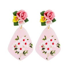 Fashion New Polymer Clay Flower Acrylic Plate Exotic Women's Resin Earrings