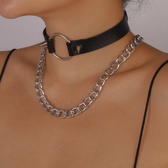 Fashion Leather Collar Rivet Gothic Geometric Retro Alloy Necklace