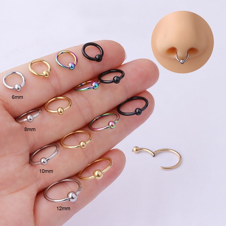 1. 2mm Coil Fashion Pure Stainless Steel Multi-Functional Seamless Closed Nose Ring Puncture Ornament's discount tags