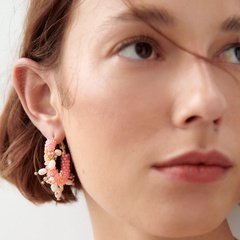 Bohemian Urlaub Stil Handgemachte Perle Ohrringe Runde Wicklung Perle Harz Ohrringe