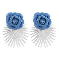Fashion New Large Blue Pattern Retro Women's Alloy Earrings