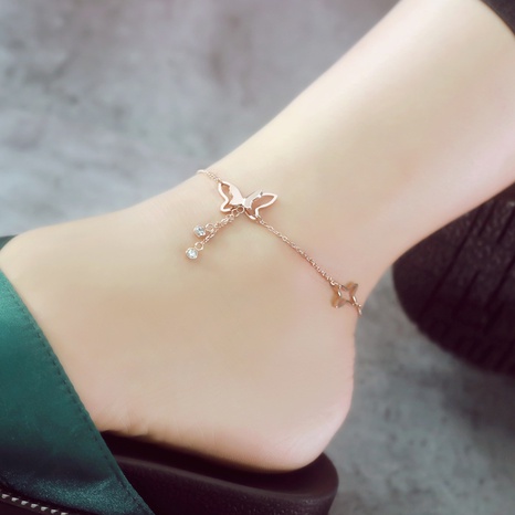 Fashion Elegant Long Tassel Crystal Butterfly Anklet Ornament's discount tags