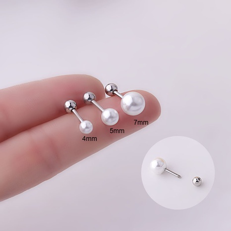 1.2mm Thick Pen Titanium Steel Pearl Ear Bone Nail Single's discount tags