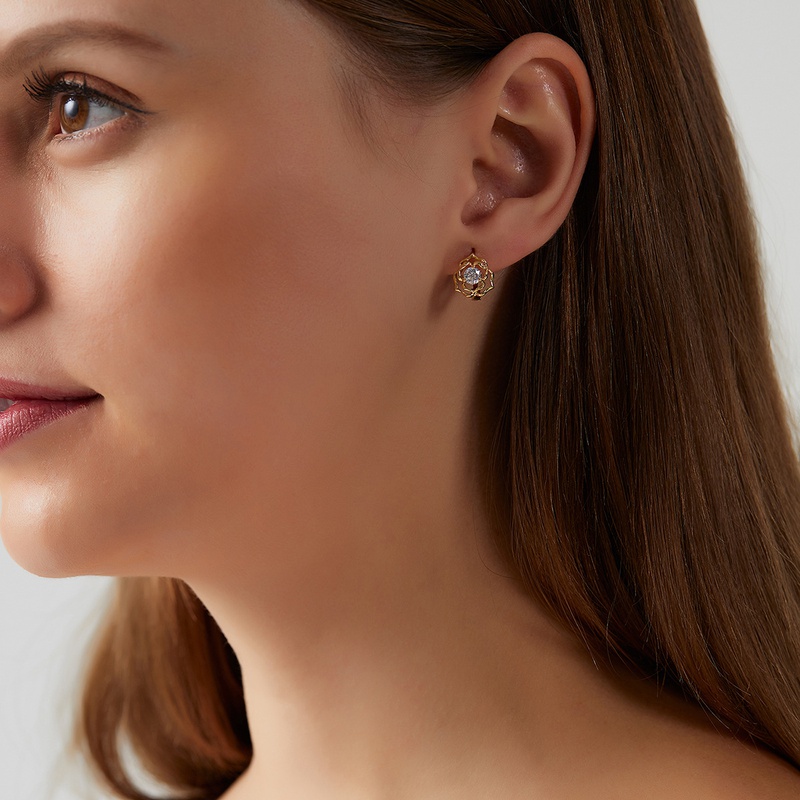 Fashion Simple Rose Zircon Inlaid Diamond Commuter Copper Ear Clip