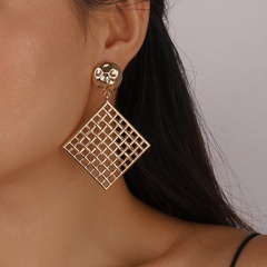 Fashion Simple Geometry Metal Retro Hollow Square Zinc Alloy Earrings