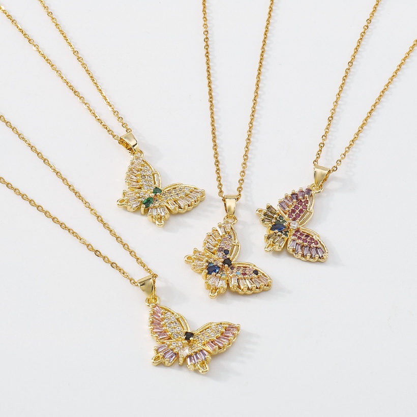 Bijoux Fantaisie Colliers | Mode Simple Gomtrique Papillon Doux Zircon Cuivre Collier - BD69925