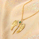 Fashion Stainless Steel Plated 18K Angel Wings Shaped Pendant Zircon Necklacepicture9