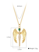 Fashion Stainless Steel Plated 18K Angel Wings Shaped Pendant Zircon Necklacepicture6