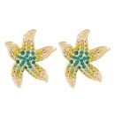 Fashion Creative Colorful Starfish Full Diamond Retro Alloy Earringspicture9