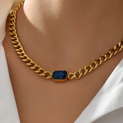 Neue Mode Geometrische Edelstahl Vergoldet 18K Gold Zirkon Halskette