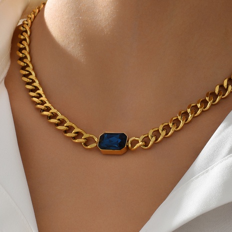 Neue Mode Geometrische Edelstahl Vergoldet 18K Gold Zirkon Halskette's discount tags
