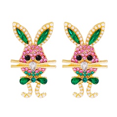 Fashion Retro New Colorful Rabbit Stud Alloy Drop Earrings