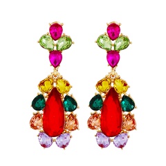 Fashion New Large Color Diamond Ornament Female Alloy Earrings
