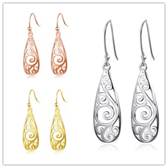 Fashion Solid Color Carved Geometric Shaped Alloy Earrings Jewelry