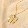 Fashion Stainless Steel Plated 18K Angel Wings Shaped Pendant Zircon Necklacepicture10