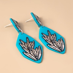 Fashion Retro Embossed Earrings Acrylic-Based Resin Simple Leaves Earrings