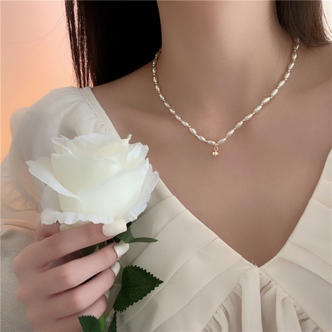 Retro stil Nachahmung Perle runde Perlen Anhänger Halskette Schlüsselbein Kette's discount tags