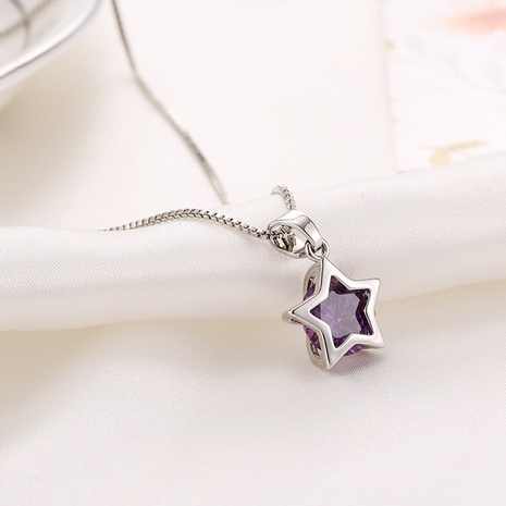 Moda elegante cristal geométrico pentagrama patrón collar ornamento's discount tags