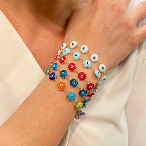New Fashion Multi-Color Dripping Oil Evil Eye Bracelet's discount tags