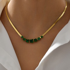 Neue Mode Edelstahl Galvani 18K Gold Zirkon Halskette