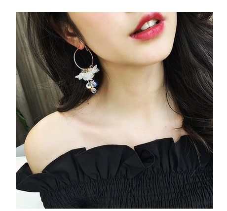 Fashion Flower Tassel Water Drop Pendant Crystal Petal Earringspicture3