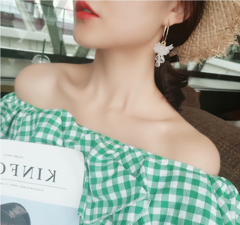 Fashion Flower Tassel Water Drop Pendant Crystal Petal Earringspicture6