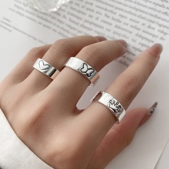 Conjunto de 3 piezas de anillo de nudillo de mujer en forma de corazón de mariposa corona nueva de moda