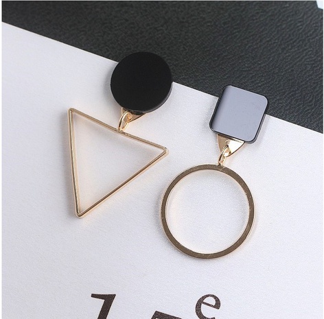 Fashion Geometric Asymmetric Hollow Triangle Round Alloy Earring's discount tags