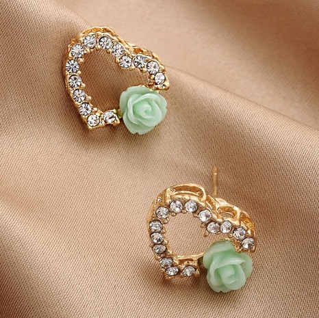 Fashion Romantic Rose Hollow Heart Inlay  Rhinestone Pearl Stud Earrings's discount tags
