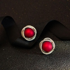 Fashion Simple Micro Inlaid Zircon Pearl Female Alloy Stud Earrings