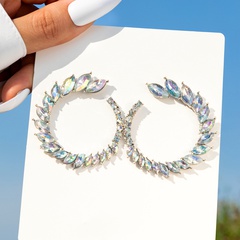 Amazon grenz überschreiten der leichter Luxus schmuck bunte Diamant ohrringe geometrische Ring öffnungs ohrringe