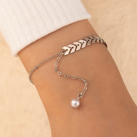 Simple Pearl Tassel Single Layer Geometric Aircraft Chain Alloy Bracelet's discount tags