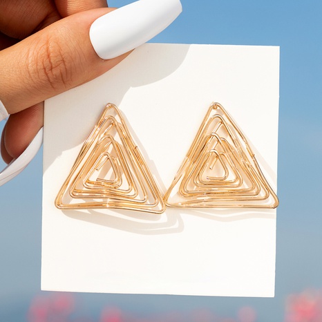 Simple Geometric Triangle Spiral Hollow Heart Shape Alloy Stud Earrings's discount tags