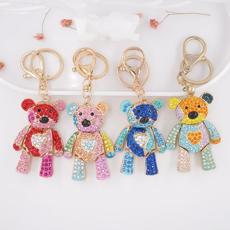 Fashion Bear Shaped Pendant Color Inlay  Rhinestone Metal Keychains Car Accessories's discount tags