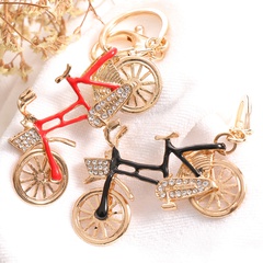 Fashion  Rhinestone-Embedded Bicycle Pendant Drip Car Alloy Key Chain Pendant Small Gift Wholesale
