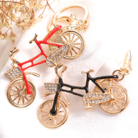 Fashion  Rhinestone-Embedded Bicycle Pendant Drip Car Alloy Key Chain Pendant Small Gift Wholesale's discount tags