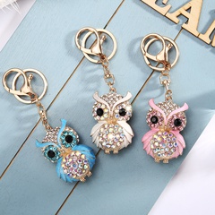 Fashion Creative Key Chain Animal Pendant Cute Inlay  Rhinestone Owl Small Jewelry Keychain