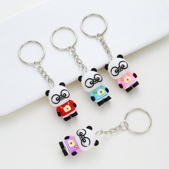 Cute Soft Rubber PVC Glasses Cartoon Panda  Keychain Gift Toy Wholesale