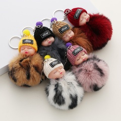 Cute Furry Sleeping Doll Ball Keychain Women's Bag Pendant Plush Toys