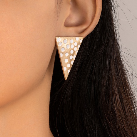 fashion White Drop Oil Triangle Geometric Polka Dot stud Earrings's discount tags