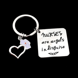 Krankenschwester der Tag Geschenk Krankenschwestern Sind Engel Schriftzug Edelstahl Krankenschwester Hut anhnger Keychainpicture10