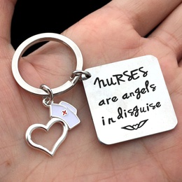 Krankenschwester der Tag Geschenk Krankenschwestern Sind Engel Schriftzug Edelstahl Krankenschwester Hut anhnger Keychainpicture9