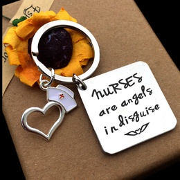 Krankenschwester der Tag Geschenk Krankenschwestern Sind Engel Schriftzug Edelstahl Krankenschwester Hut anhnger Keychainpicture7